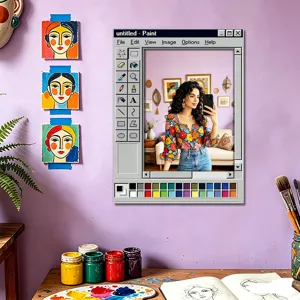 Specchio murale creativo in legno acrilico con design finestra pittura per arredare