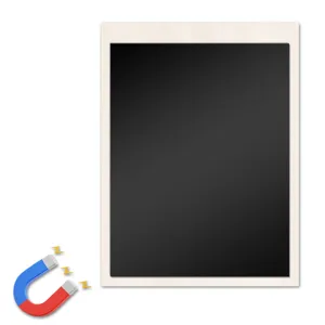 Detailed view of wooden framed magnetic blackboard memo board with clean surface and texture.