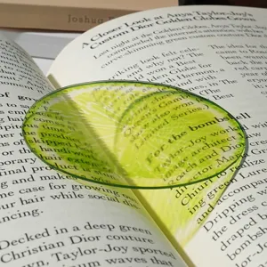 Transparent acrylic lime pattern bookmark, creative translucent fruit book marker for reading.