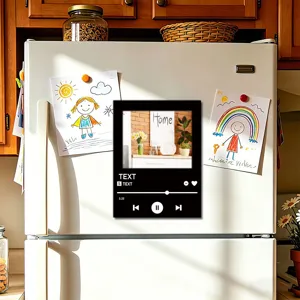 Custom music player fridge magnet, acrylic magnetic sticker for kitchen locker home decor.