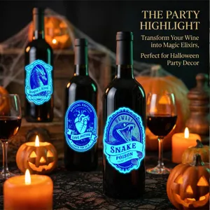 Αυτοκόλλητα μπουκαλιών Halloween φθορίζοντα διακόσμηση κρασιού μαγικό φίλτρο πάρτι