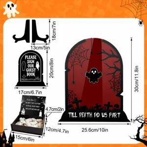 Halloween wedding guest book alternative tombstone sign set dimensions and sizes details