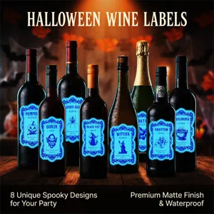 Stickers pour bouteille de vin Halloween imperméables lumineux décoration fête 8pcs