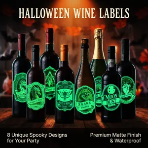 Αυτοκόλλητα μπουκαλιών κρασιού Halloween φωσφορίζοντα διακόσμηση πάρτι αδιάβροχα
