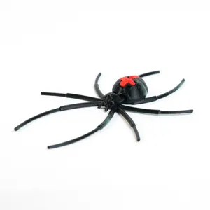 3D printed black widow spider detail shot, red back marking, Halloween decorative magnet.