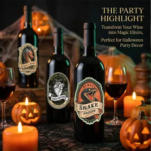 Αυτοκόλλητα μπουκαλιών φίλτρου Halloween, φωτεινές αδιάβροχες ετικέτες για πάρτι.