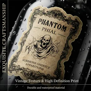 Autocollant bouteille potion Halloween étanche vintage crâne décoration fête gothique