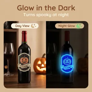 Autocollant citrouille Halloween phosphorescent pour bouteille, déco de fête effrayante.