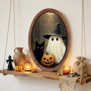 Halloween ghost wooden photo frame painting vintage hanging sign holiday wall decor