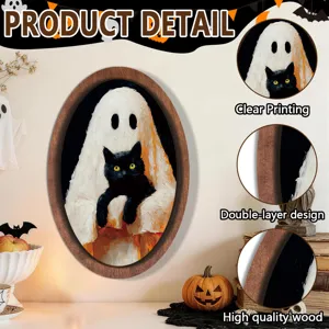 Cornice foto in legno fantasma Halloween adesivo murale vintage decorazione festa