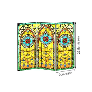 Mini paravent pliant en acrylique transparent decoration de table style vitrail de bureau