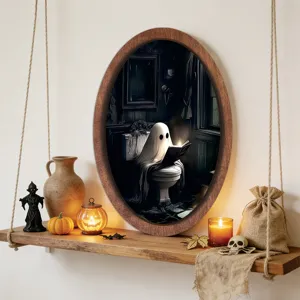 Halloween fantome cadre photo en bois deco murale retro effrayant panneau suspendu fete