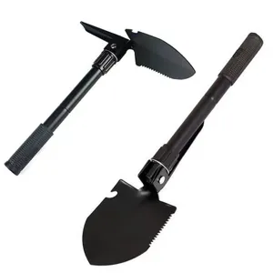 Portable folding tactical military shovel multi-tool for outdoor camping and hiking.
