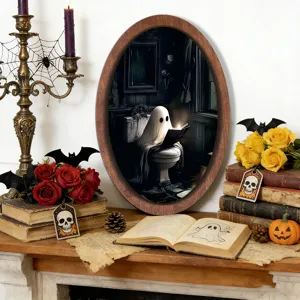 Halloween fantome bois cadre photo peinture vintage mur plaque decoration de vacance