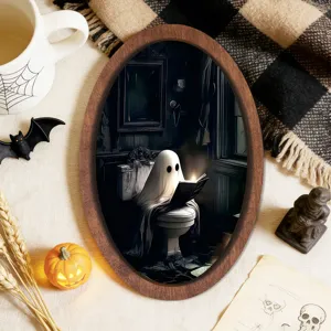 Cadre photo en bois fantôme d'Halloween décoration murale 3D vintage pour fête effrayante