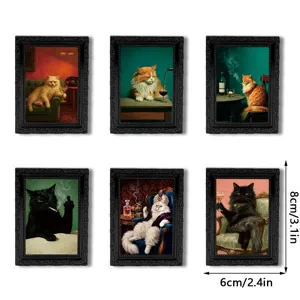 3D Vintage Katze Kühlschrankmagnet Retro Fotorahmen Süße Tier Magnetische Memo Nachricht Aufkleber