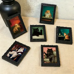 Vintage 3D magnetische Katzen Kühlschrankaufkleber, lustiger Retro Bilderrahmen Dekor.