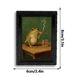Vintage 3D frog fridge magnet creative retro photo frame for home kitchen decor 8x6 cm