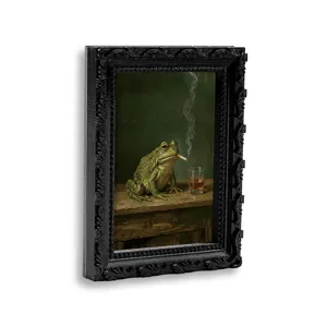 Vintage 3D frog smoking whiskey fridge magnet funny retro photo frame magnetic sticker decor