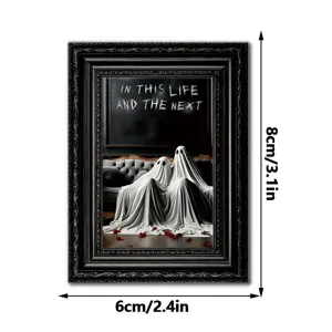 Halloween wooden fridge magnet photo frame ghost couple decorative sticker for home party