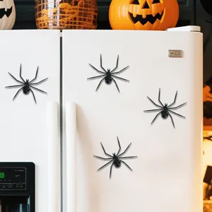 3D spider Halloween refrigerator magnet, black magnetic decor for holiday home and kitchen.