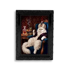 3D Magnet Kühlschrankmagnet mit Retro Bilderrahmen lustiges Katzen Porträt für Notizen.