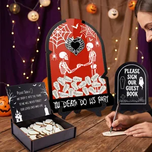 Halloween wedding guest book drop frame tombstone set alternative signature sign decor