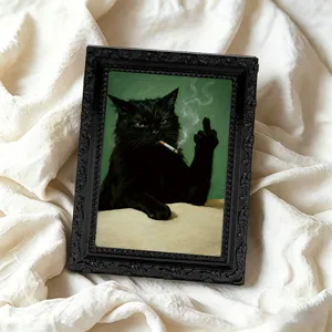 3D Retro Katzen Kühlschrankmagnet lustige rauchende schwarze Katze Fotorahmen Deko
