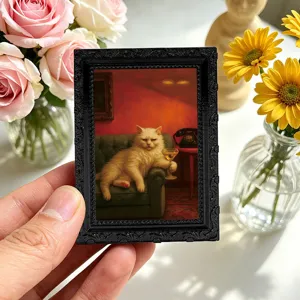 Vintage Katzen Fotorahmen Kühlschrankmagnet, süße Tier Magnetaufkleber für Heimdekoration.