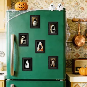 Halloween fantôme chat aimants de réfrigérateur en bois cadres photo décoratifs cuisine