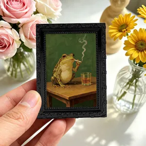 Vintage 3D frog fridge magnet retro photo frame funny smoking animal art home decor