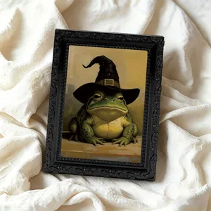 3D magnetic fridge sticker retro photo frame featuring an interesting frog illustration detail.