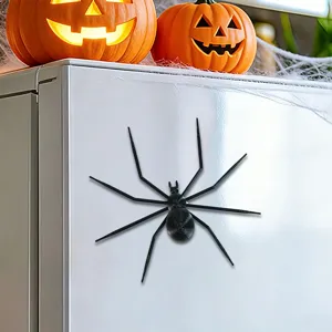 Halloween 3D spider fridge magnet, realistic scary insect decoration for home kitchen party.