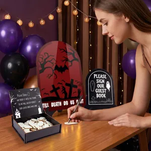 Halloween wedding guest book sign alternative drop top frame wooden drop box party decor