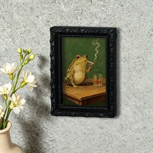 3D magnetic refrigerator sticker with vintage frog photo frame design for home decor.