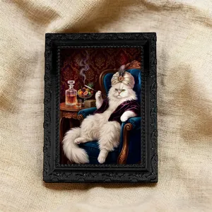 3D Magnetischer Kühlschrankaufkleber mit witzigem Vintage-Katzen Fotorahmen für Dekoration.