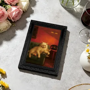 Charmanter 3D Katzen Magnet Kühlschranksticker im Retro Bilderrahmen Design für Heim.