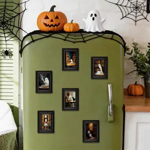Halloween Marco de Fotos de Madera Imanes de Nevera Fantasma Gato Negro Decoración