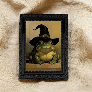 Vintage frog witch hat fridge magnet decorative photo frame resin magnetic sticker.