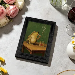 Vintage Frog Refrigerator Magnet Funny Smoking Animal Art Decor Retro Photo Frame Magnet