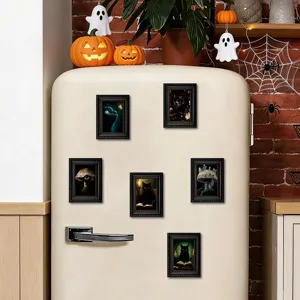 Halloween schwarze Katze Pilz Mini Bilderrahmen Kühlschrankmagnet Szenen Detailansicht