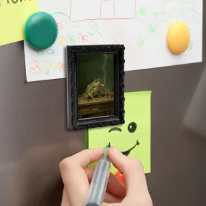 3D vintage frog fridge magnet resin photo frame memo note sticker for home kitchen decor