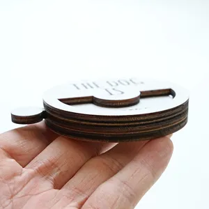 Wooden rotating pet status sign magnetic reminder board for home pet care daily use.