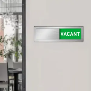 Acrylic magnetic status indicator sign for office doors, sliding vacant room sign slide.