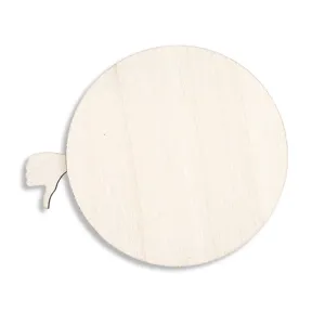 Detailed view of the blank round wooden pet status board with cute thumb cutout design.