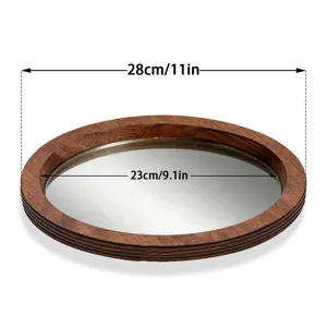 Rond plateau miroir en bois plateau bougie décoratif pour fête table centre de table