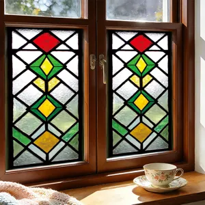 Stained glass static cling window film decorative privacy sticker home decor detail view