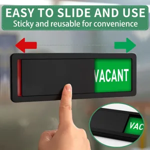 Acrylic sliding door status indicator sign for office meeting room vacant occupied display.