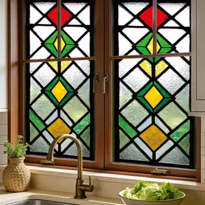 Stained glass window film static cling decorative privacy window sticker geometric color design