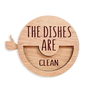 Wooden dishwasher magnet clean dirty sign cute thumb up kitchen indicator sign home decor